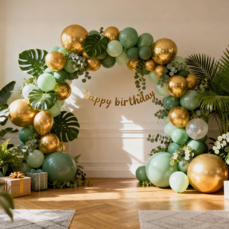 RUBFAC 129pcs Metallic Gold Balloons Different Sizes 18 12 10 5 Inch, Latex Balloon Garland Arch Kit for Party Graduation Wedding Holiday Happy Birthday Decoration - Image 4