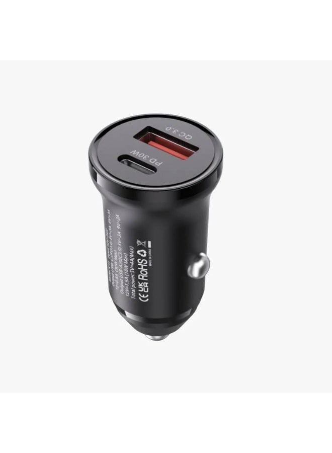 VENTION K11B0 30W Two-Port Car Charger with USB-A and USB-C, Black - Image 2