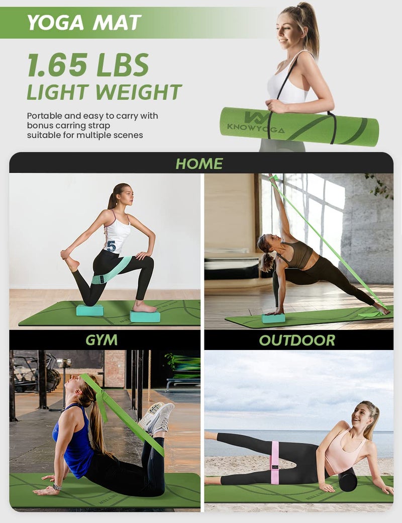KNOWYOGA Yoga Starter Kit 12 in 1 - Yoga Set Include Yoga Mat and Blocks Ser for Women & Men, Yoga Kit and Sets for Beginners, Foam Roller, 4 Resistance Bands with Strap, 2 Peanut Massage Balls Set - Image 3