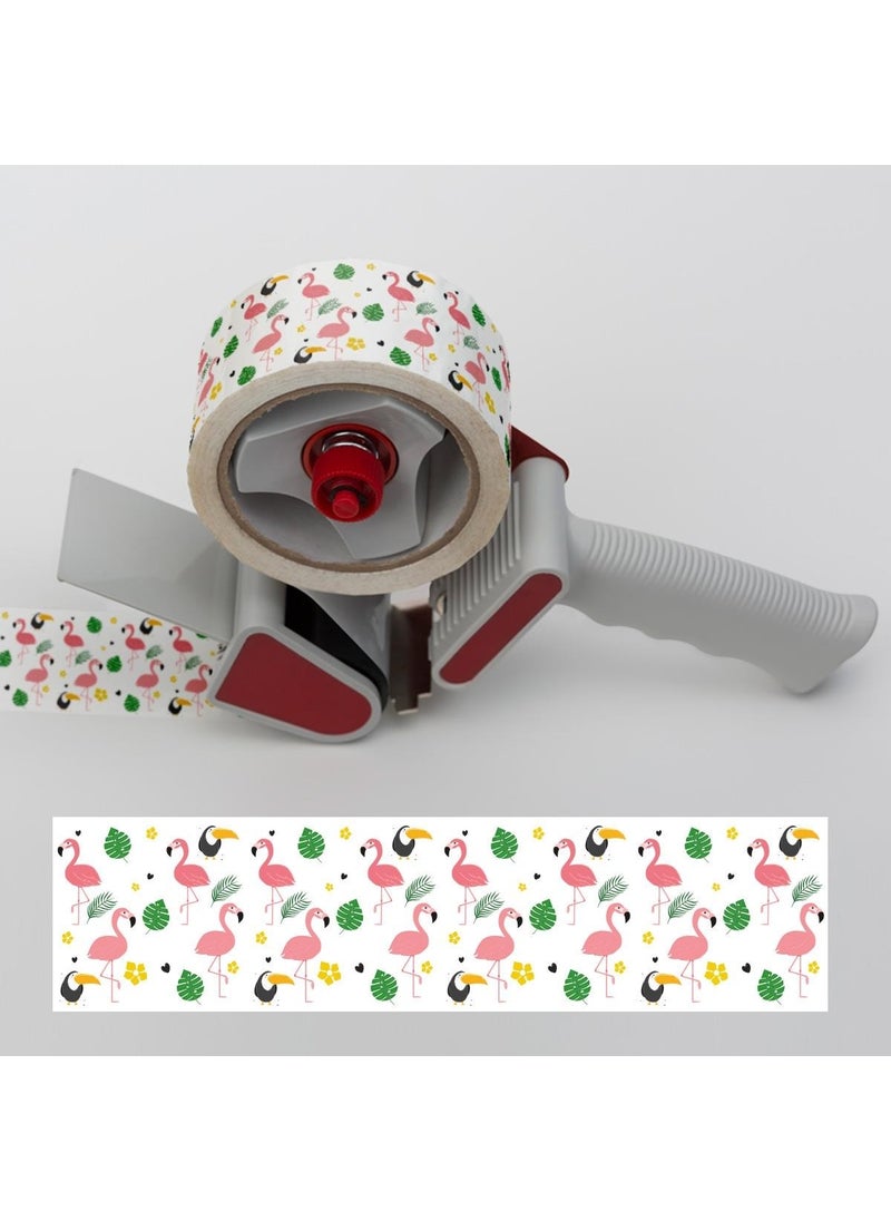 Boss Tape - Decorative Packaging Packing Flamingo Patterned Printed Box Tape Width: 45mm Length: 25meters - Image 1