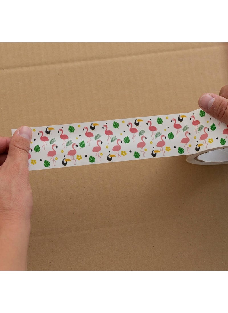 Boss Tape - Decorative Packaging Packing Flamingo Patterned Printed Box Tape Width: 45mm Length: 25meters - Image 1