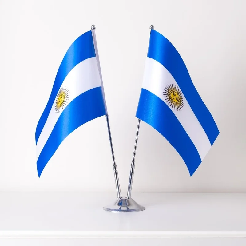 زد سي بايراك Zc Flag Argentina 2 Piece Table Flag Satin Fabric Digital Printing 15x22,5 cm