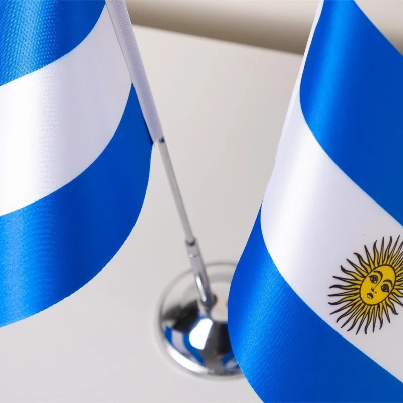 زد سي بايراك Zc Flag Argentina 2 Piece Table Flag Satin Fabric Digital Printing 15x22,5 cm