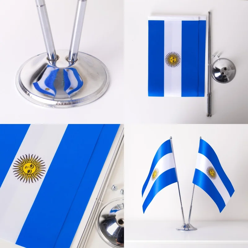 زد سي بايراك Zc Flag Argentina 2 Piece Table Flag Satin Fabric Digital Printing 15x22,5 cm