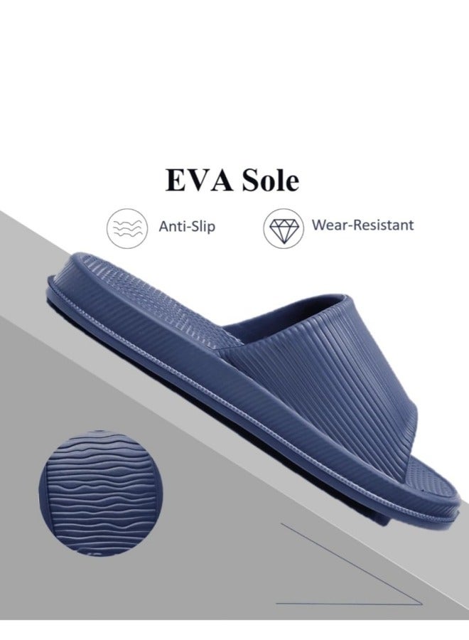 GGEROU Men's House Slippers Thick Platform Bathroom Home Slippers Women Men Fashion Soft Sole Indoor House Pool Slides Summer Sandals Blue - Image 2