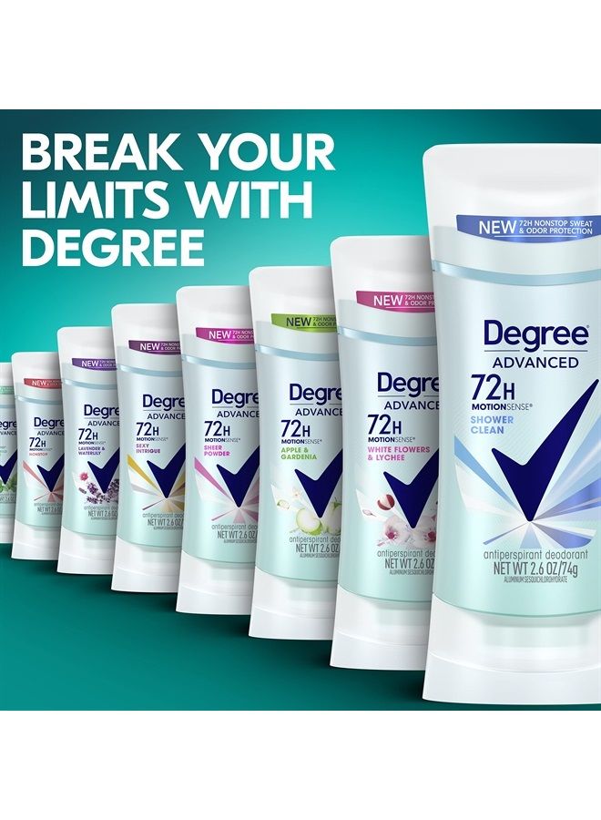 Degree Advanced Antiperspirant Deodorant 72-Hour Sweat & Odor Protection Shower Clean Antiperspirant for Women with MotionSense Technology 2.6 oz, Pack of 4 - Image 4