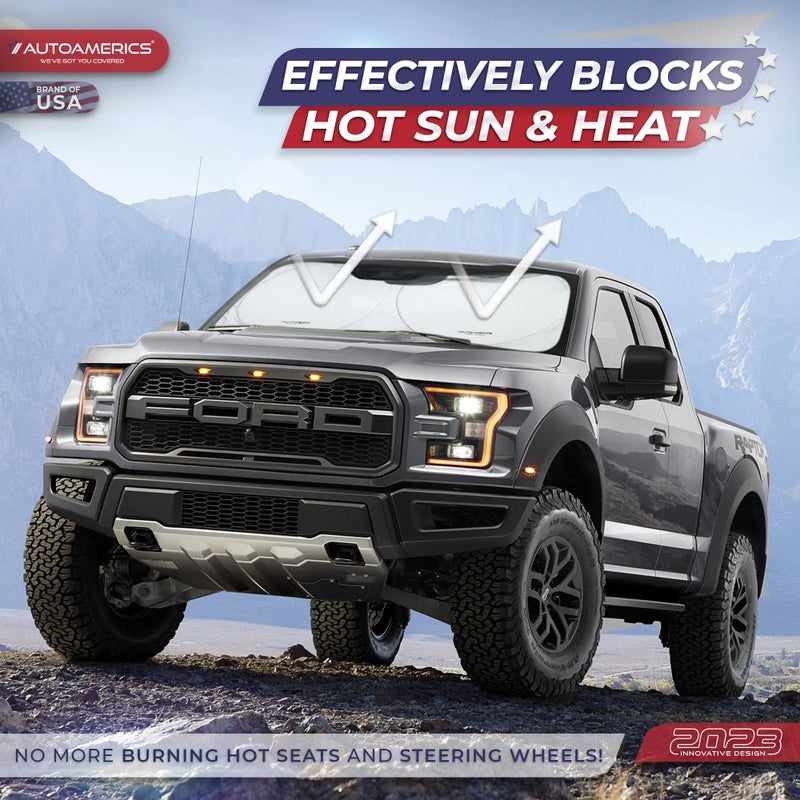 Autoamerics 1-Piece Windshield Sun Shade Foldable Car Front Window Sunshade for Most Sports Cars SUV Truck - Best Heat Shield Reflector Cover - Blocks Max UV Rays & Keeps Your Vehicle Cool - Small Fit - Image 3