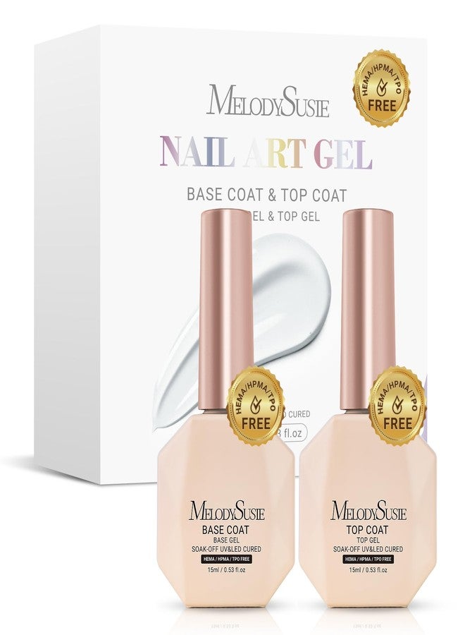 MelodySusie مجموعة طلاء الأساس وطلاء القمة خالية من الهيما 2 قطعة من ميلودي سوزي، خالية من الهيما، خالية من HPMA، خالية من TPO، بدون مسح، تجفيف بالأشعة فوق البنفسجية LED، لمعة دائمة 15 مل - Image 1