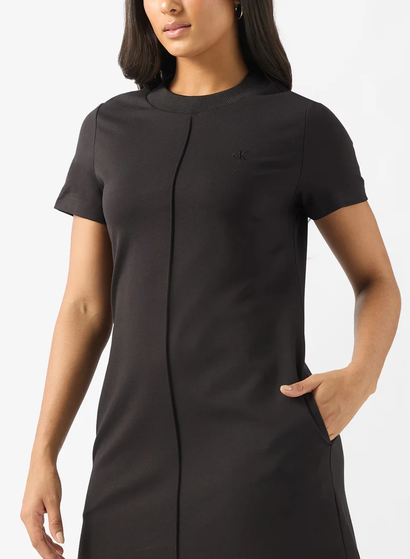 Calvin Klein Jeans  Crew Neck Short Sleeve Mini Tshirt Dress for Women | Best Price UAE
