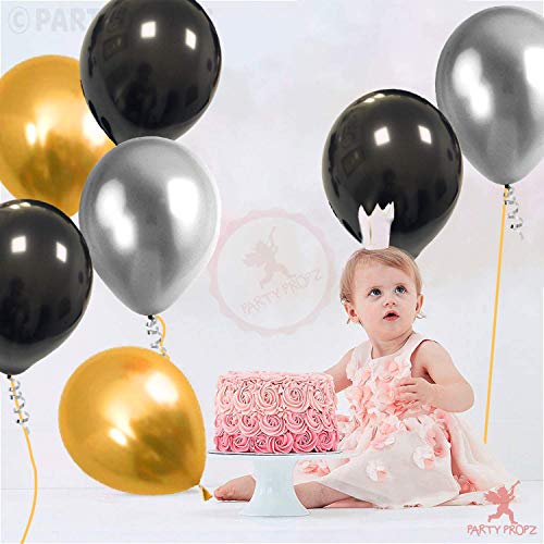 Chocozone Pack of 100 12" Golden,Black & Silver Metallic Birthday, Party Balloons Party Props Decoration Kits for Birthday - Image 4