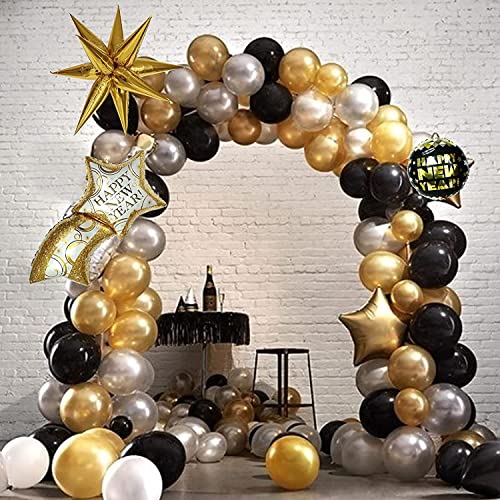 Chocozone Pack of 100 12" Golden,Black & Silver Metallic Birthday, Party Balloons Party Props Decoration Kits for Birthday - Image 1