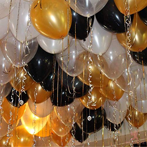 Chocozone Pack of 100 12" Golden,Black & Silver Metallic Birthday, Party Balloons Party Props Decoration Kits for Birthday - Image 5