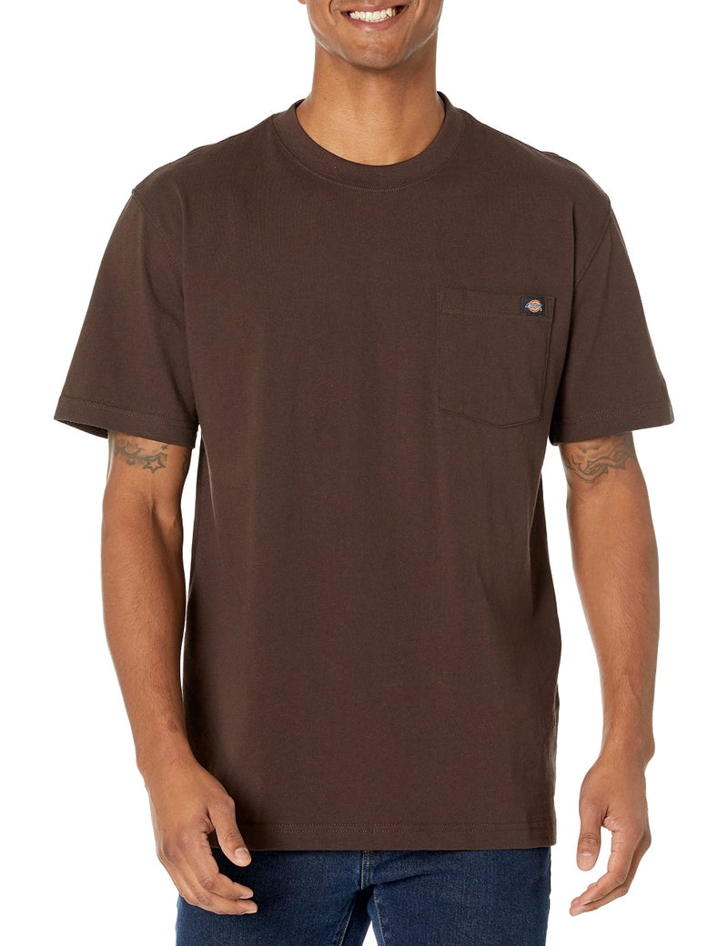 Dickies Men's Heavyweight Crew Neck Short Sleeve Tee Big, Chocolate, Large Tall - Image 1