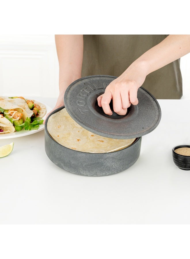 Restaurantware 8.5 x 2.3 Inch Tortilla Warmers, 10 Microwave-Safe Tortilla Holders - Lids Included, Insulated, Gray Plastic Tortilla Keepers, Tortilla Servers For Homes and Restaurants, Durable - Image 5