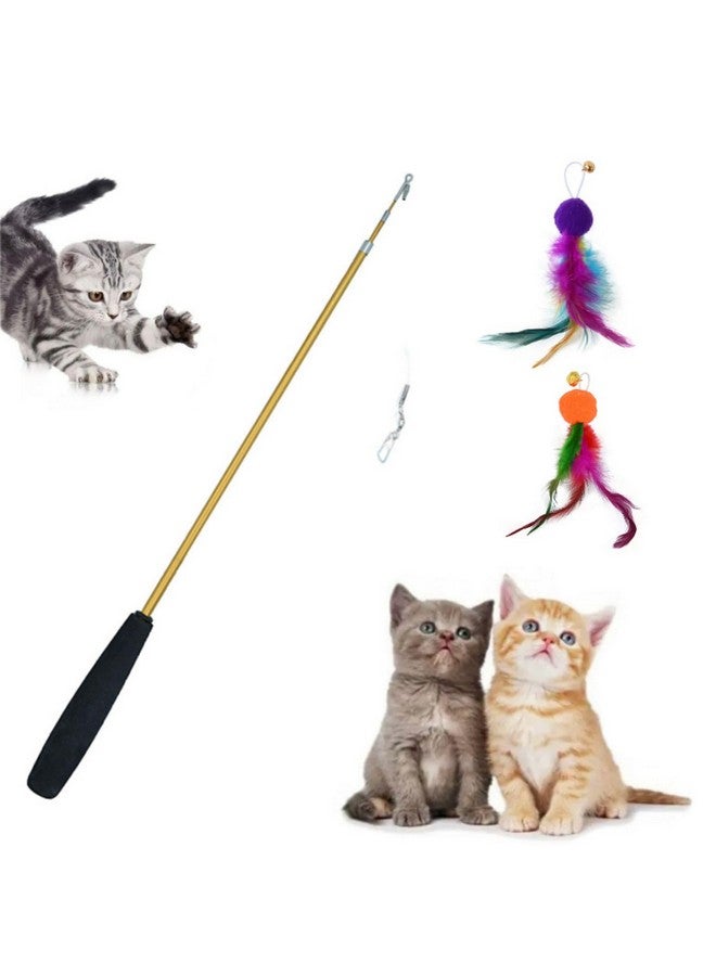 Sunkizzrs® Cat Toys - Interactive Toy Set with Retractable Teaser Wands and Feather Toys - Activity Toys to Exercise Cats and Kittens (1 Retractable Stick + 2 Feather Balls) - Image 1