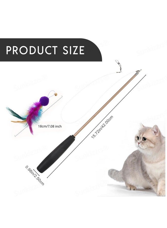Sunkizzrs® Cat Toys - Interactive Toy Set with Retractable Teaser Wands and Feather Toys - Activity Toys to Exercise Cats and Kittens (1 Retractable Stick + 2 Feather Balls) - Image 2