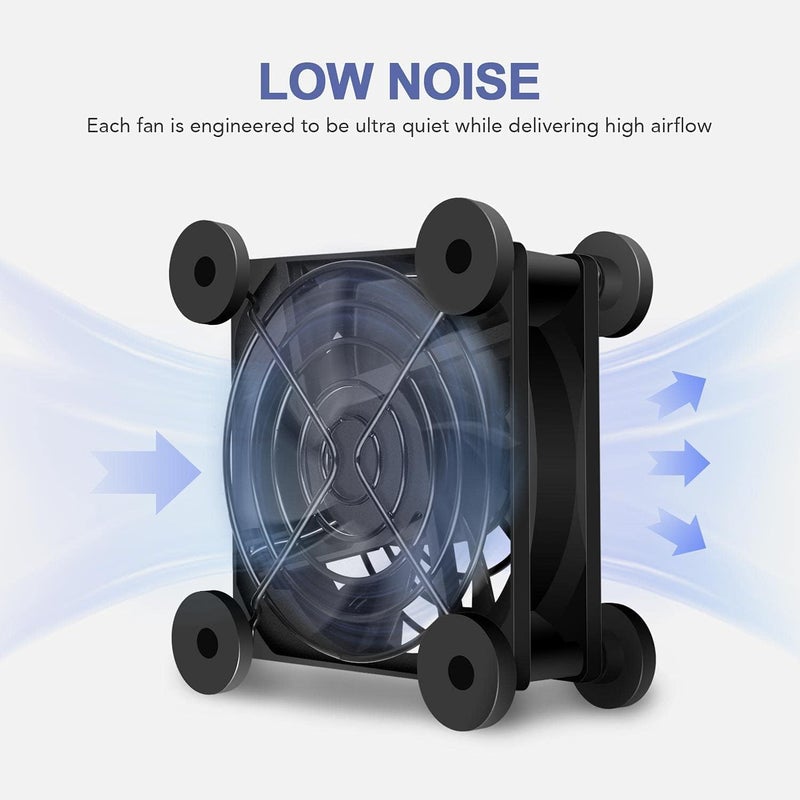 iPower Quiet Cooling Fan 120mm Dual USB Case Fan with Speed Controller for Receiver DVRPlayStationXboxComputer Cabinet Cooling 2 Pack Black - Image 3