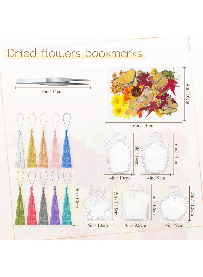 TaoBary 81 Pcs Diy Transparent Dried Flower Bookmark Set Include Clear Bookmarks Dried Flowers Colorful Tassels And Tweezer Handmade Dried Floral Bookmark For Book Bottle Supplies(Stylish) - Image 2