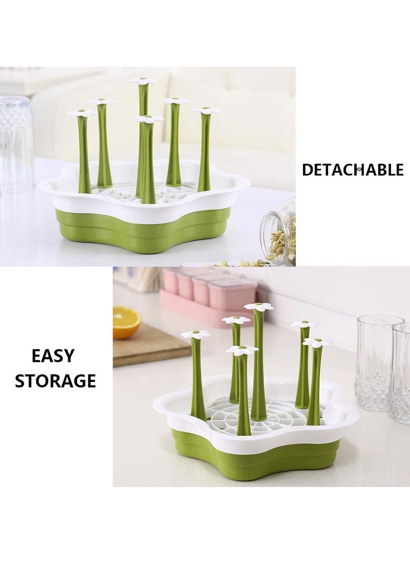 Baby Bottle Drying Rack: Vertical Bottle Dryer Rack Holder - Space Saving Standing Drying Rack for Baby Bottles and Pump Part Cleaning，Compact Size with Large Capacity