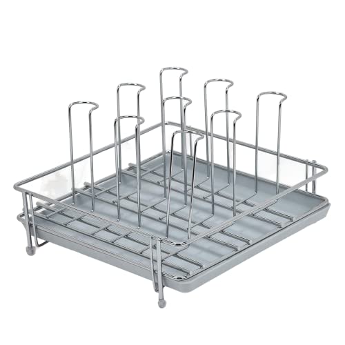 LEVON Stainless Steel Glass Countertop Tiered Shelf Stand for 6 and 9 Glass/Glass Holder for Kitchen/Dining Table Glass Stand (9 Rack) - Image 1
