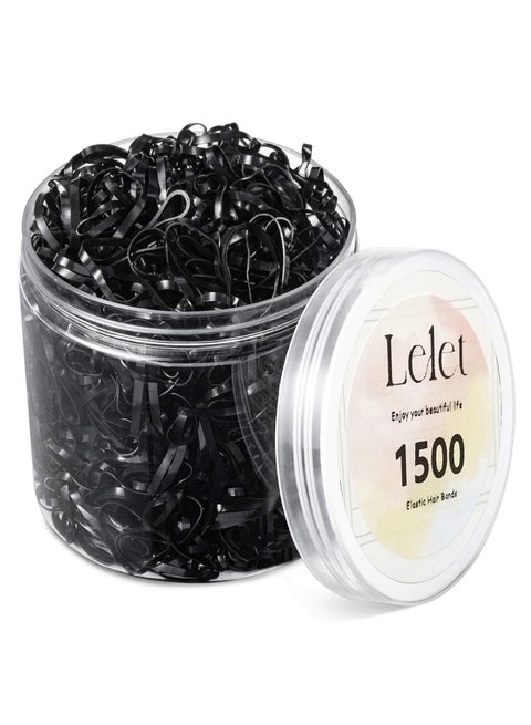 ١٥٠٠ قطعة من ربطات الشعر المطاطية السوداء الصغيرة – توك ناعمة للبنات والأطفال | لا تسحب الشعر | لطيفة ومتينة من البوليباند