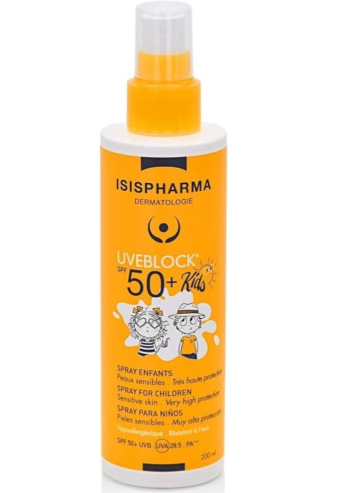 بخاخ حماية من الشمس للأطفال ISIS Pharma Uveblock SPF50+ 200 مل - واقي شمس عالي الحماية للأطفال