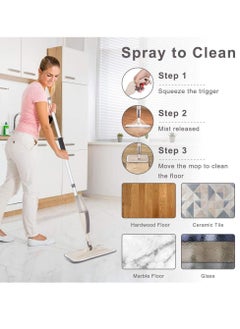 Reko Spray Mop Washable Microfiber Pads, Cleaning Mop with 350ml Refillable Water Tank, Ceramic Floor Mop for Home Kitchen  - Image 3