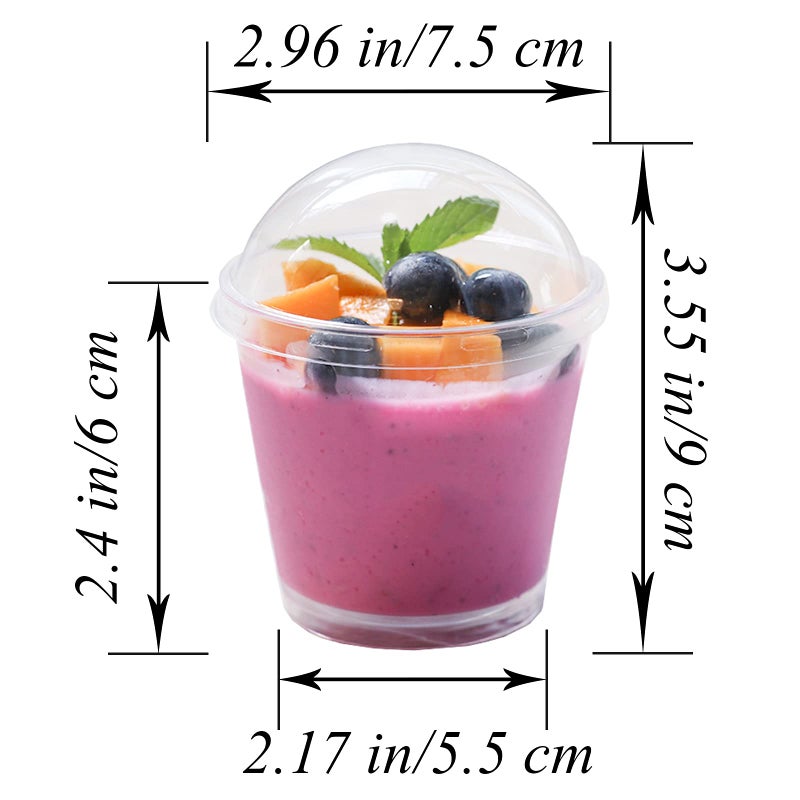 MR.FOAM Clear Plastic Cups with Lids 6oz-25 Sets Mini Parfait Cups with No Holes Dome Lids Parfait Cups with Lids  Disposable Party Cups for Fruit/Ice Cream/Cupcake/Iced Cold Drinks - Image 2