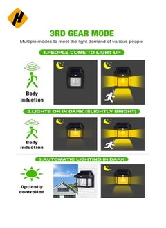 HuHa (1Pcs Updated Wireless Motion Solar Light Garden Wall Light 3 Modes Solar Light Outdoor Solar Light, Exterior Wall Mount Lighting for Patio Yard.  - Image 3