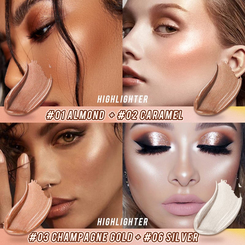 LSxia مجموعة مكياج عصا هايلايتر 2 قطعة من LSxia، عصا هايلايتر لامعة وعصا برونزر، عصا كونتور مقاومة للماء تدوم طويلاً، تضيء وتظلل الوجه بسلاسة - Image 3