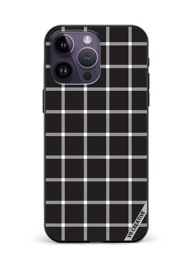 VR CREATIVE Protective Case Cover For Apple iPhone 15 Pro Black White Checkered Design Multicolour - Image 1