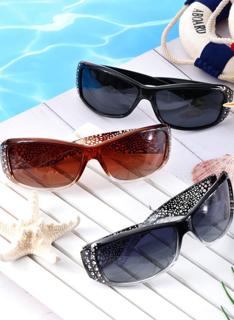 SYOSI Rhinestone Sunglasses Women Retro Wrap Around Sunglasses Crystal Oversized Bling Glasses Vintage Sunglasses Women Men for Driving Fishing Shopping - Image 4