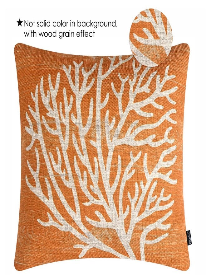 TRENDIN Coral Pillow Cover 18X18 for Couch Sea Ocean Decor Square Linen Cushion Case Sofa Home Decorations Orange PL1052TR - Image 4