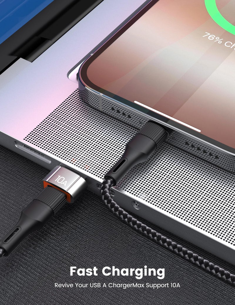 TFAK 10Pack 200W USB C to USB Adapter, with Fast Charging & 480MB Data Transfer, USB C Converter for Apple Watch Ultra iWatch Series 8 7,iPhone 16 15 Plus Pro Max,Silver - Image 4