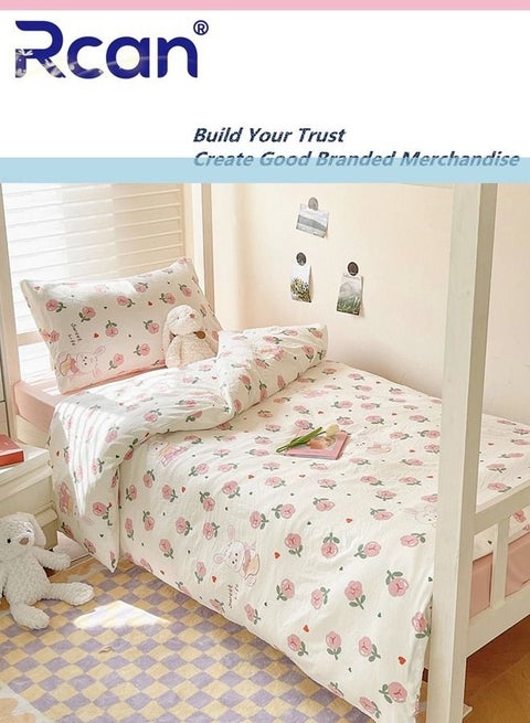 3 Piece School Season Duvet Cover Set College Style Cartoon Print  High Cotton Kids Bedding Quilt Cover Sheet Pillow Covers Or Dormitory Single Bed Children's Bed For Boys Girls 150x200cm 59x78.7in