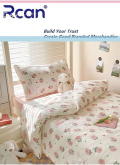 Rcan 3 Piece School Season Duvet Cover Set College Style Cartoon Print  High Cotton Kids Bedding Quilt Cover Sheet Pillow Covers Or Dormitory Single Bed Children's Bed For Boys Girls 150x200cm 59x78.7in  - Image 5
