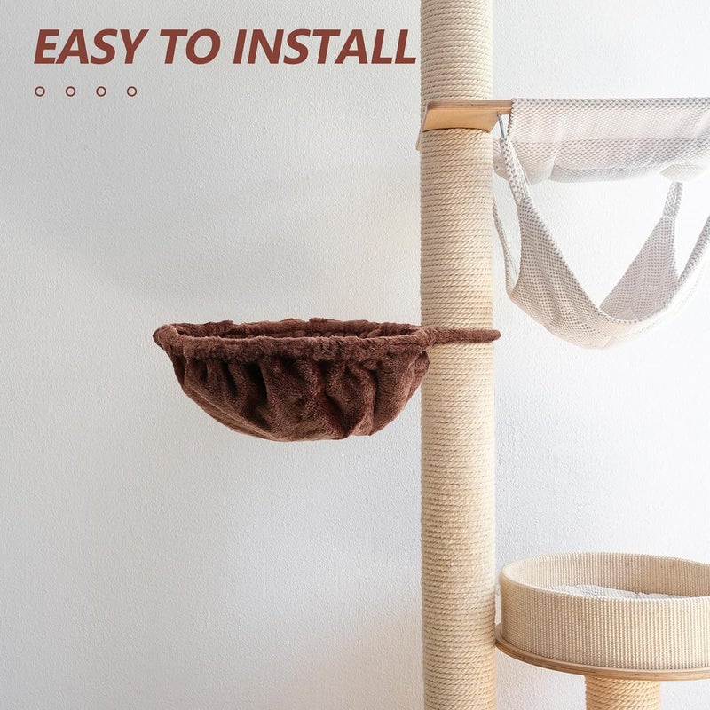 Hammock Bed for Cat Tree - Round Plush Basket Lounger Replacement for Kitten Tower - Hanging Attachment Accessories - DIY Climbing Frame Cozy Resting Space - Image 4