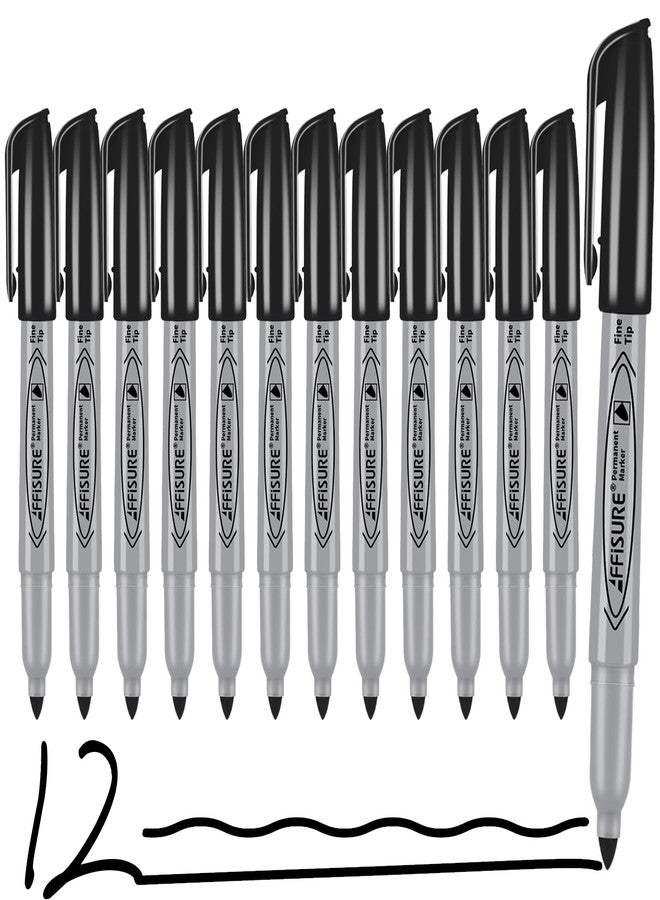 Affisure Permanent markers, 12 packs permanent markers bulk, quick drying in one second, smooth, not easy to erase, durable, can be marked on glass, tiles and cloth, office supplies,Gray shell - Image 1