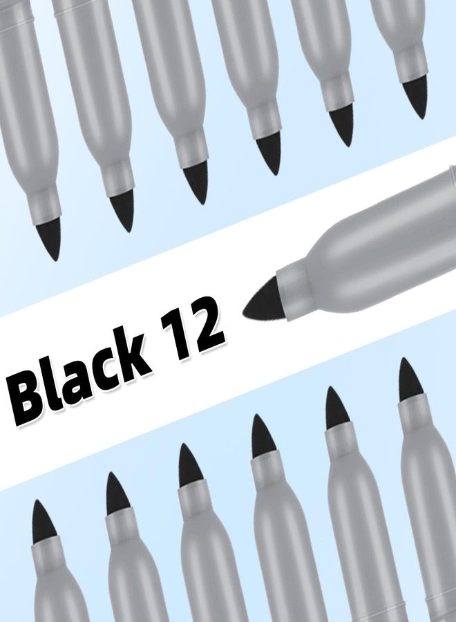 Affisure Permanent markers, 12 packs permanent markers bulk, quick drying in one second, smooth, not easy to erase, durable, can be marked on glass, tiles and cloth, office supplies,Gray shell - Image 2