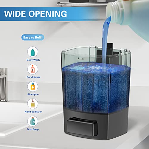 SVAVO Wall Mounted Soap Dispenser Kitchen Bathroom Manual Soap Dispenser Refillable Hand soap Dispenser for Liquid Contianers Shampoo Gel Chamber for Household Commerical 23.7oz (700ml) ABS - Image 3