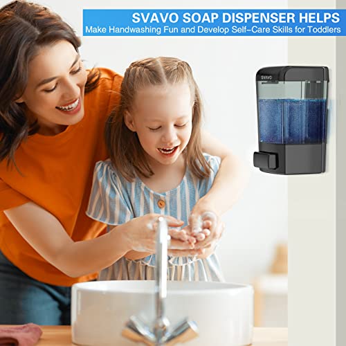 SVAVO Wall Mounted Soap Dispenser Kitchen Bathroom Manual Soap Dispenser Refillable Hand soap Dispenser for Liquid Contianers Shampoo Gel Chamber for Household Commerical 23.7oz (700ml) ABS - Image 5