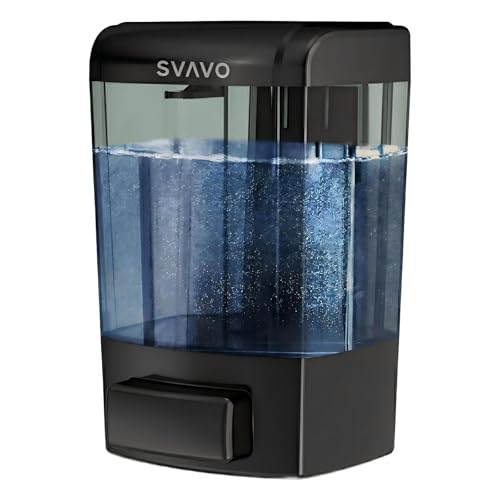 SVAVO Wall Mounted Soap Dispenser Kitchen Bathroom Manual Soap Dispenser Refillable Hand soap Dispenser for Liquid Contianers Shampoo Gel Chamber for Household Commerical 23.7oz (700ml) ABS - Image 1