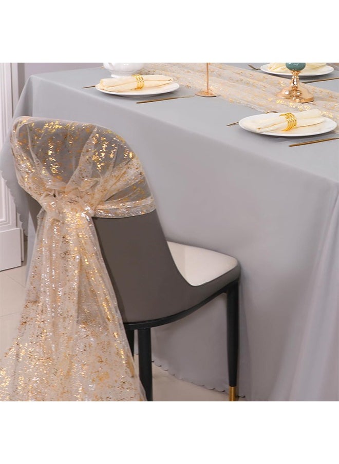 Lemon Gold Table Runners, Sheer Chiffon Tulle Cheesecloth, Wedding Runner, Golden Sequin Glitter, Metallic Foil Party Table Decorations Centerpieces for Wedding Birthday Festival 70x300cm  - Image 5