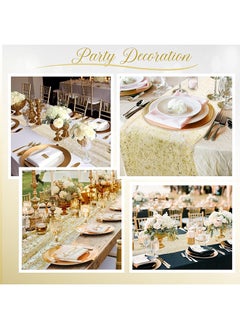 Lemon Gold Table Runners, Sheer Chiffon Tulle Cheesecloth, Wedding Runner, Golden Sequin Glitter, Metallic Foil Party Table Decorations Centerpieces for Wedding Birthday Festival 70x300cm  - Image 2