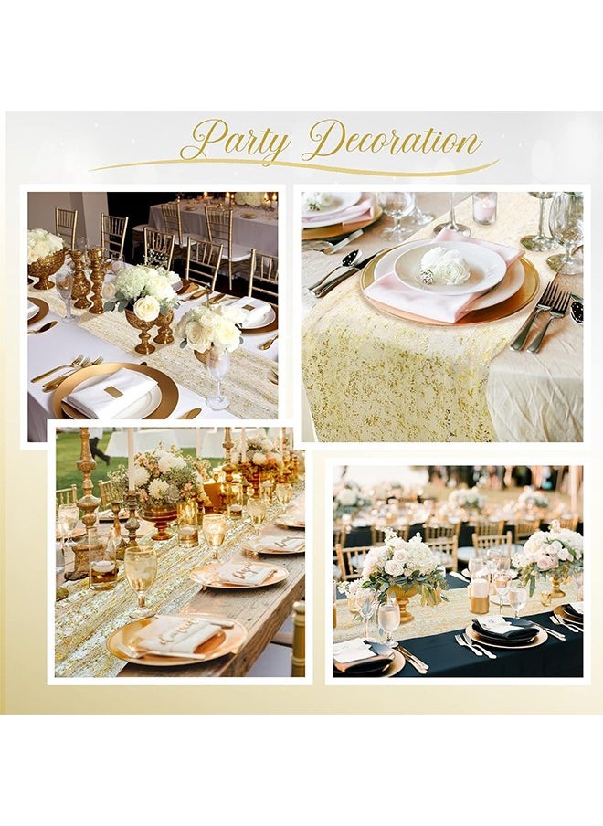Lemon Gold Table Runners, Sheer Chiffon Tulle Cheesecloth, Wedding Runner, Golden Sequin Glitter, Metallic Foil Party Table Decorations Centerpieces for Wedding Birthday Festival 70x300cm  - Image 2