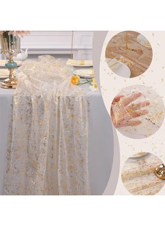 Lemon Gold Table Runners, Sheer Chiffon Tulle Cheesecloth, Wedding Runner, Golden Sequin Glitter, Metallic Foil Party Table Decorations Centerpieces for Wedding Birthday Festival 70x300cm  - Image 3