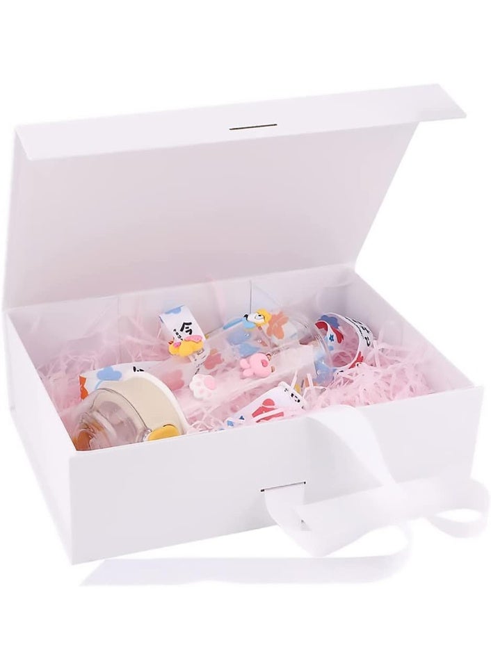 Luxury Magnetic Gift Box, White Medium Gift Box with Ribbon, Folding Gift Box for Presents With Magnetic Lid, Suitable for Festival, Birthday, Anniversary, 26x19x8 cm(White) - Image 4