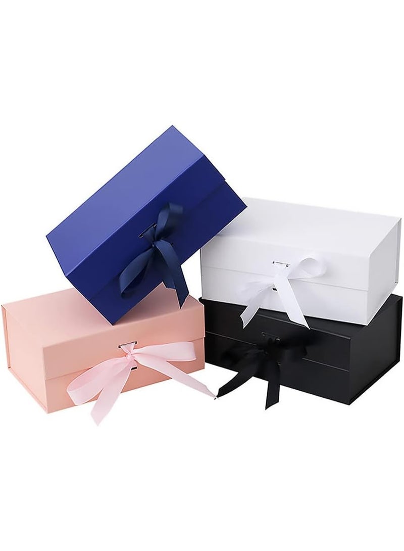 Luxury Magnetic Gift Box, White Medium Gift Box with Ribbon, Folding Gift Box for Presents With Magnetic Lid, Suitable for Festival, Birthday, Anniversary, 26x19x8 cm(White) - Image 5