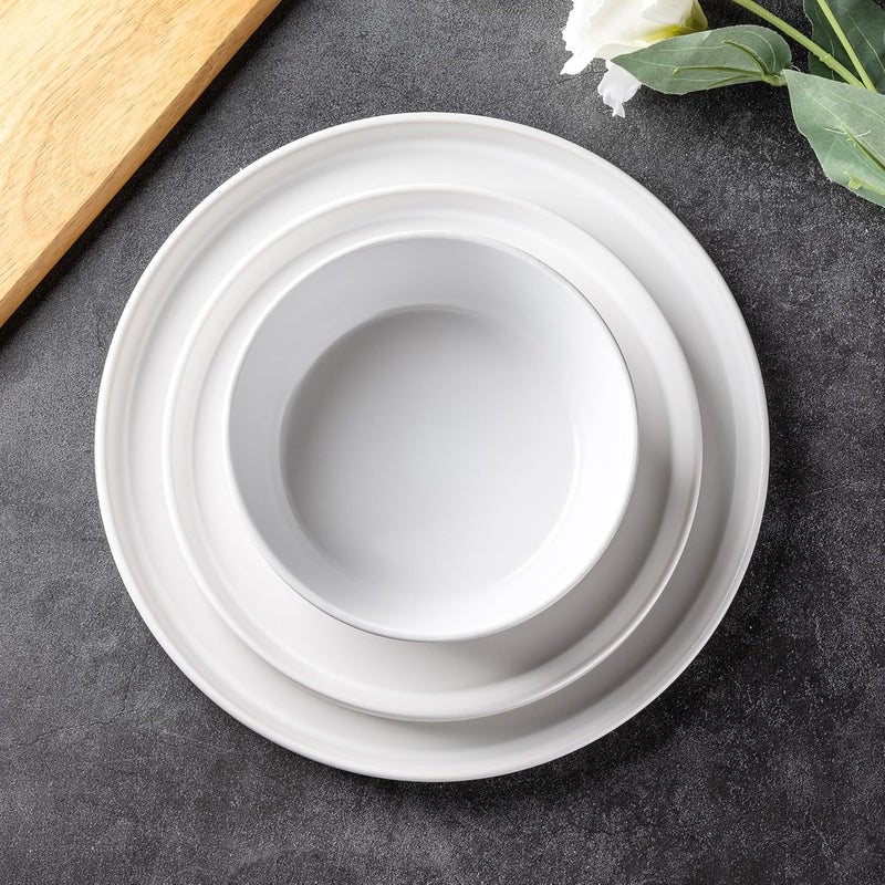 AmorArc Ceramic Dinnerware Sets for 4Stoneware Plates and Bowls SetsChip and Crack Resistant  Dishwasher  Microwave Safe Ceramic DishesService for 4 12pcWhite - Image 3