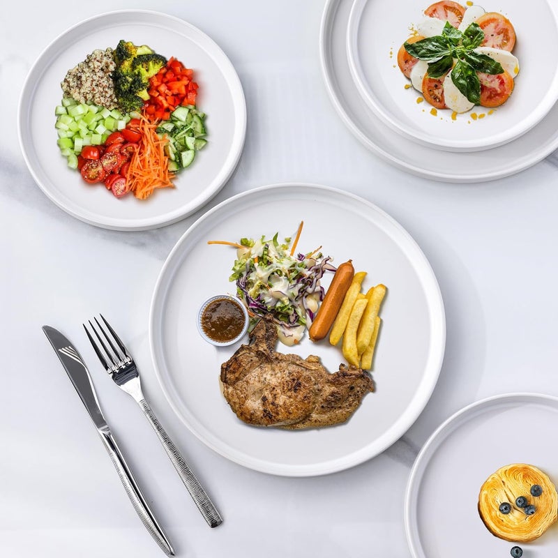 AmorArc Ceramic Dinnerware Sets for 4Stoneware Plates and Bowls SetsChip and Crack Resistant  Dishwasher  Microwave Safe Ceramic DishesService for 4 12pcWhite - Image 4